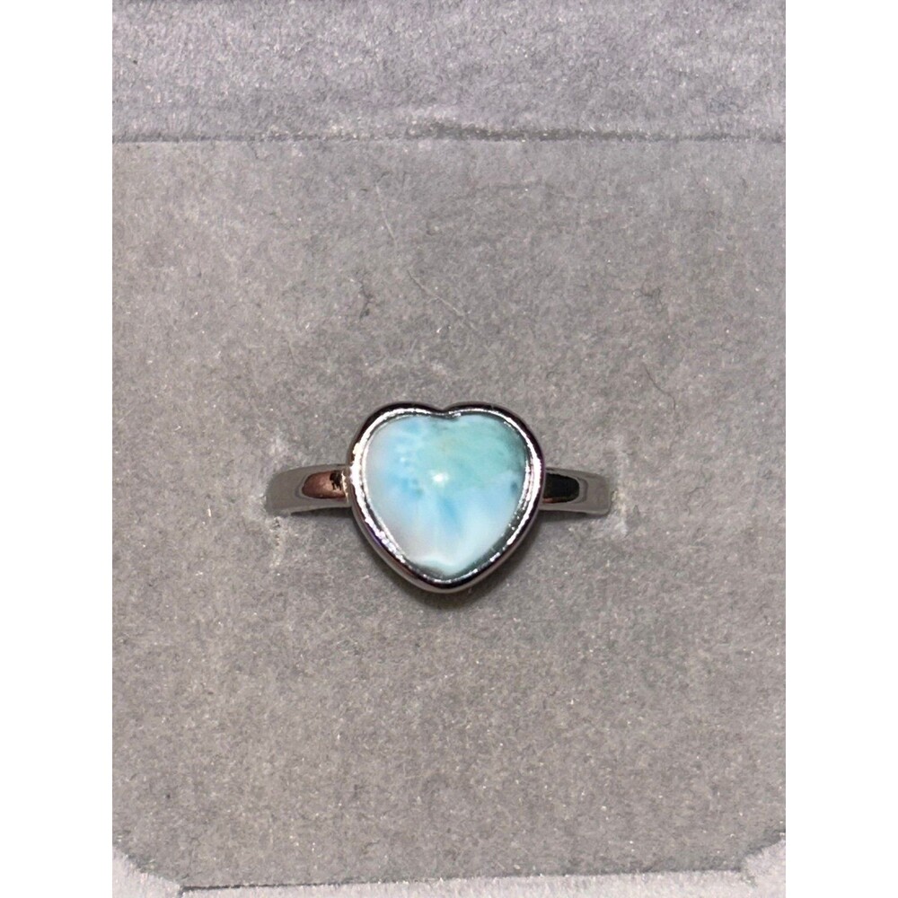 Heart Shaped Larimar Ring Adjustable